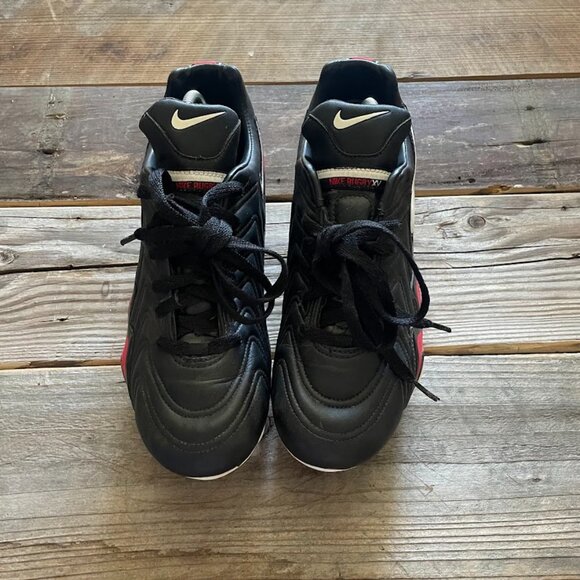 New Men Vintage Nike Rugby XV Black Red Cleats Shoes